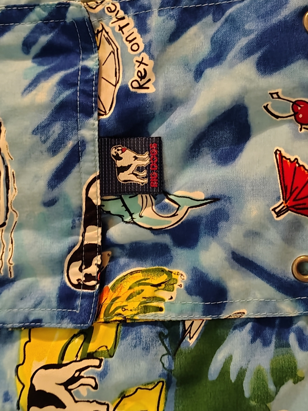 Big Dogs Blue Tropical Print Men's Swim Trunks - Picture 7 of 8